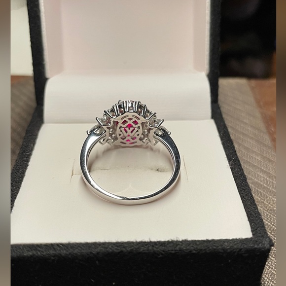 Lab Created Ruby And White Cubic Zirconia Rhodium Over Sterling Ring 6.75ctw - Picture 11 of 14